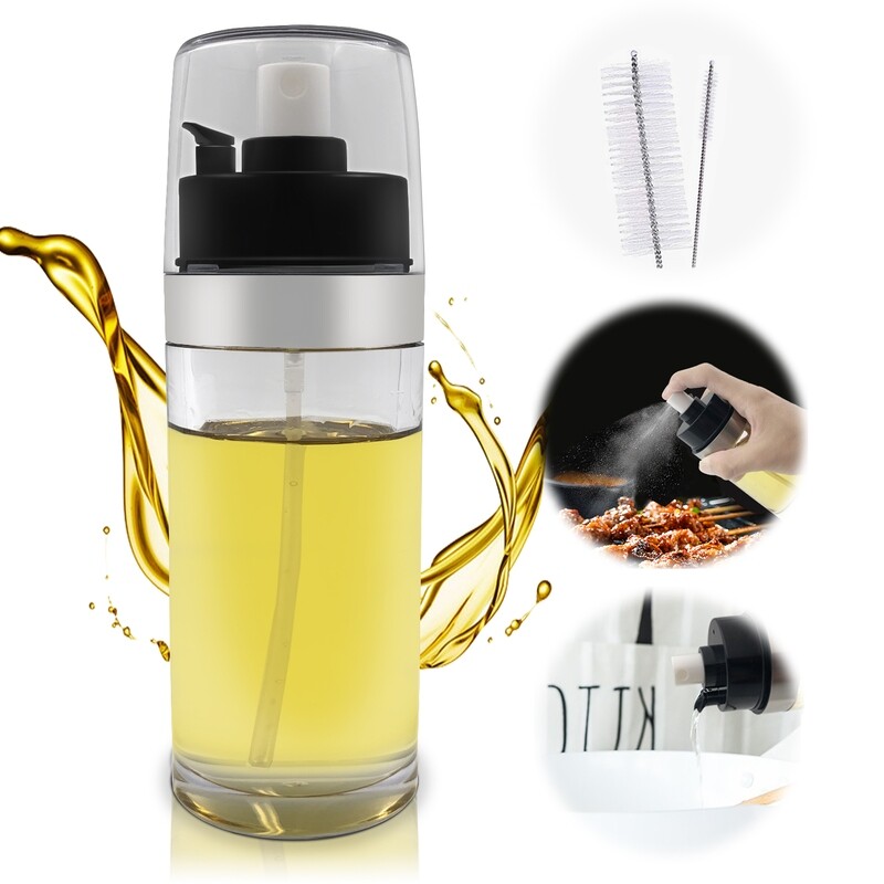 Olive Oil Sprayer, 150mlOil Dispenser, Spray Mister Olive Oil Bottle for Cooking, Vinegar, Refillable Oil Bottle Perfect for Baking, BBQ Roasting, Grilling, Salad, with 2 Brushes