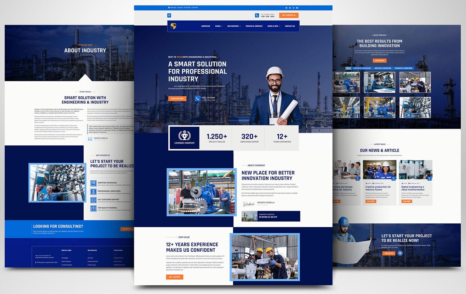 Webseite zum Thema Industrie &amp; Wirtschaft auf Basis von WORDPRESS CMS