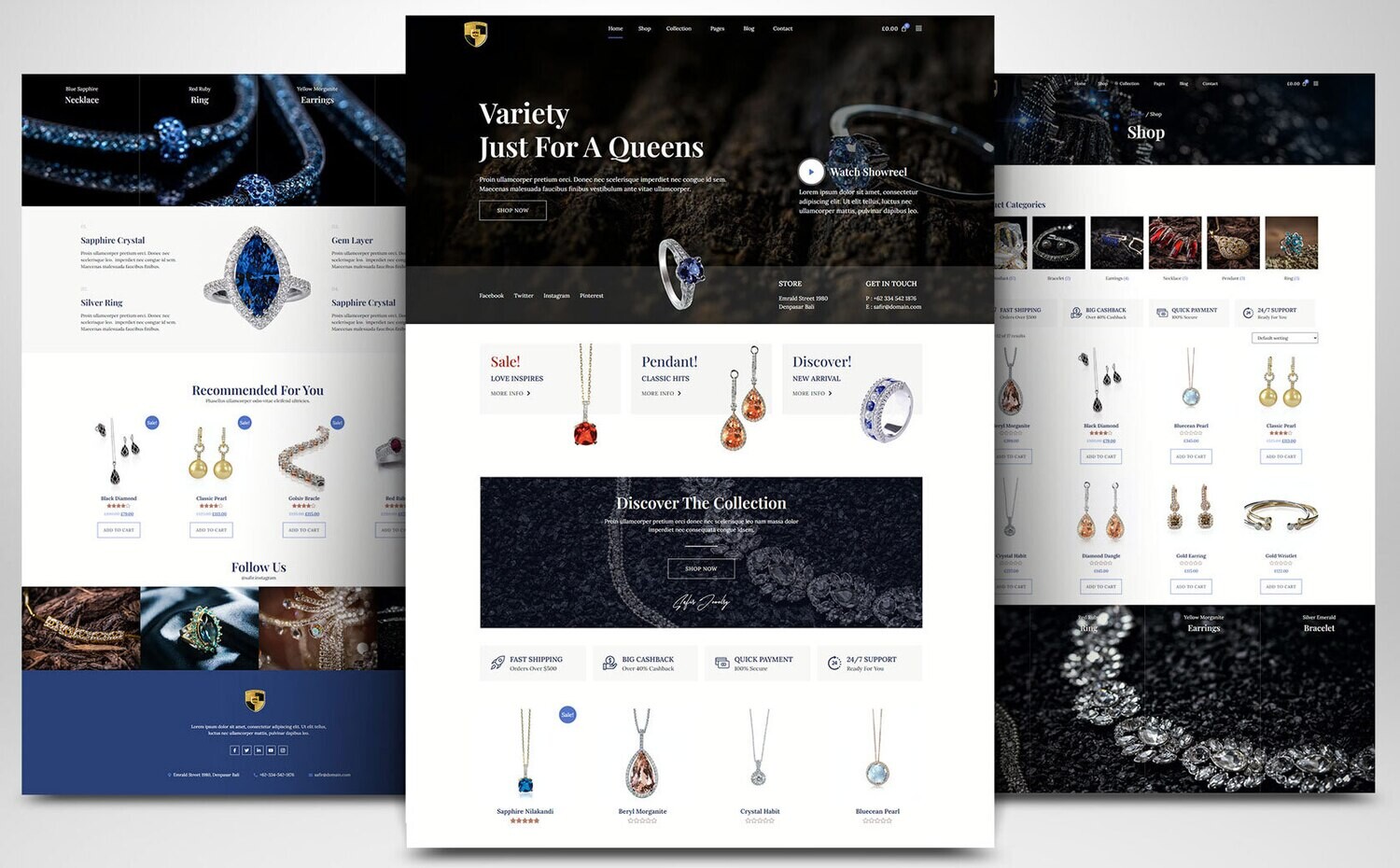 Webseite zum Thema Schmuck &amp; Accessoires auf Basis von WORDPRESS CMS