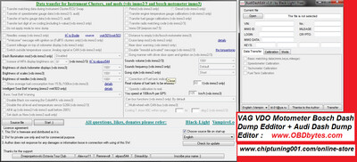 VAG VDO Bosch Motometer and Audi Dash IMMO dump editing tools