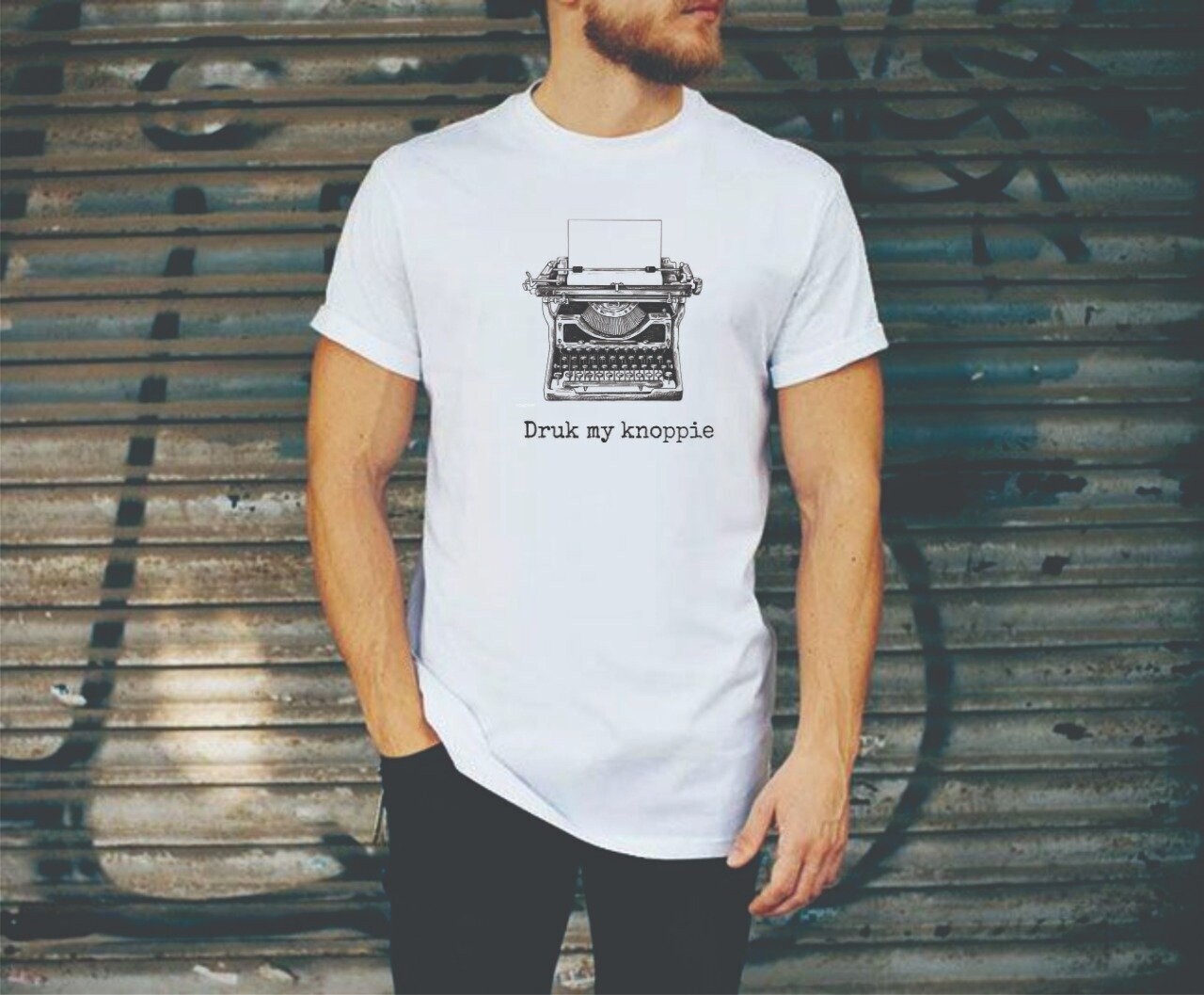 Gents T-Shirt - Druk My Knoppie (White)