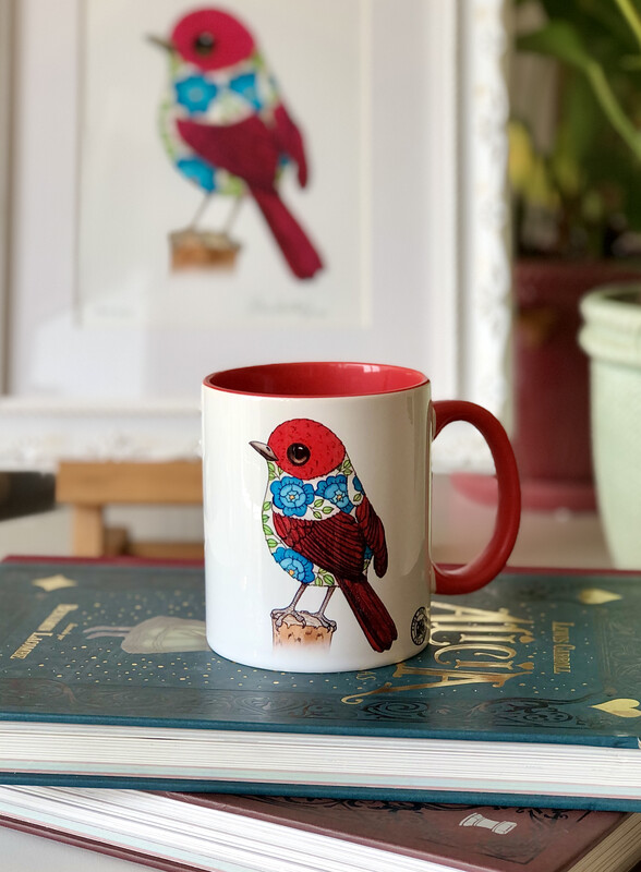 MUG “PINK &amp; PURPLE BIRD&quot;