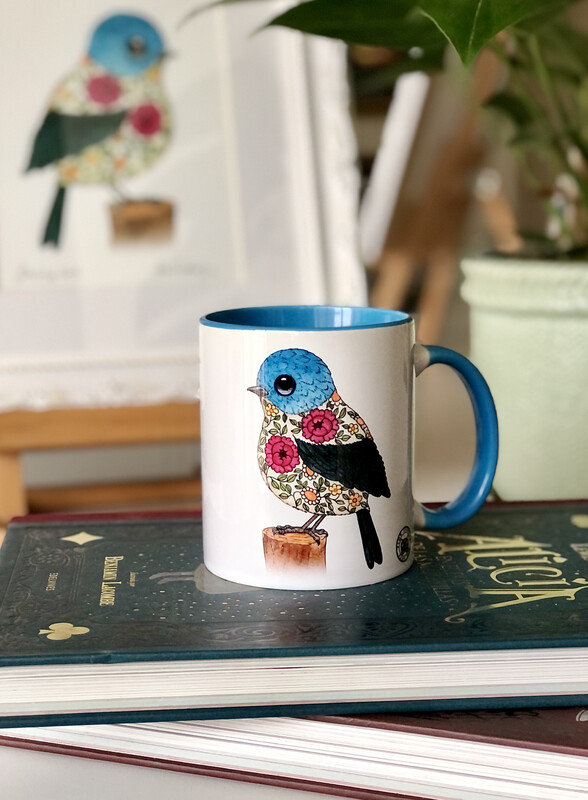 MUG “FLOWERY &amp; GREEN BIRD&quot;
