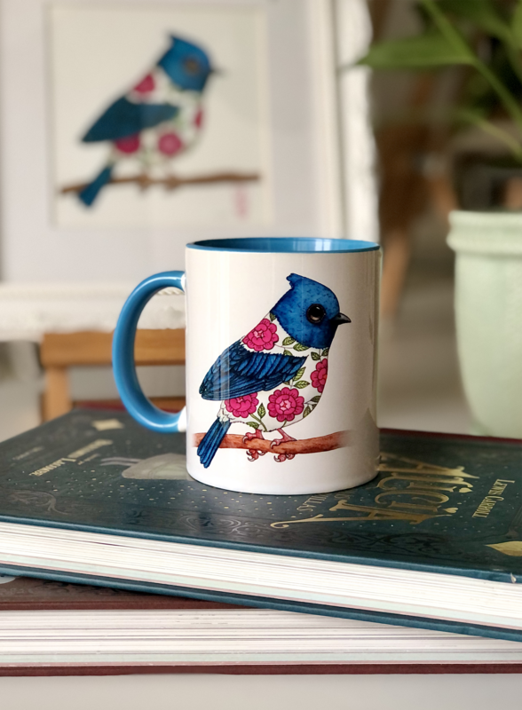 MUG “BLUE &amp; PINK BIRD&quot;