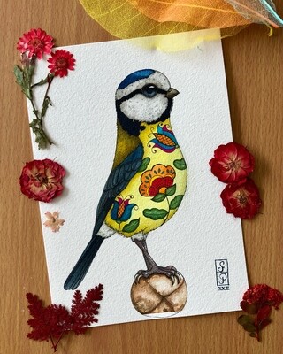FLOWERY BLUE TIT