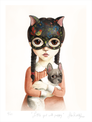 LITTLE GIRL WIYH PUPPY