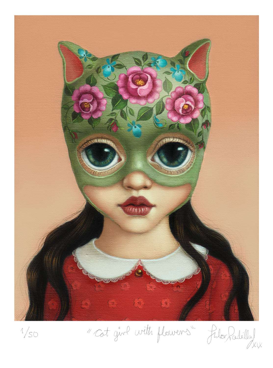 CAT GIRL WITH FLOWERS