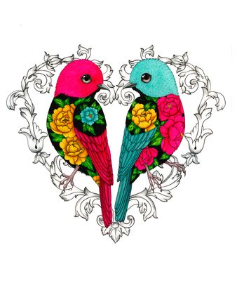 COUPLE FLOWERY BIRDS