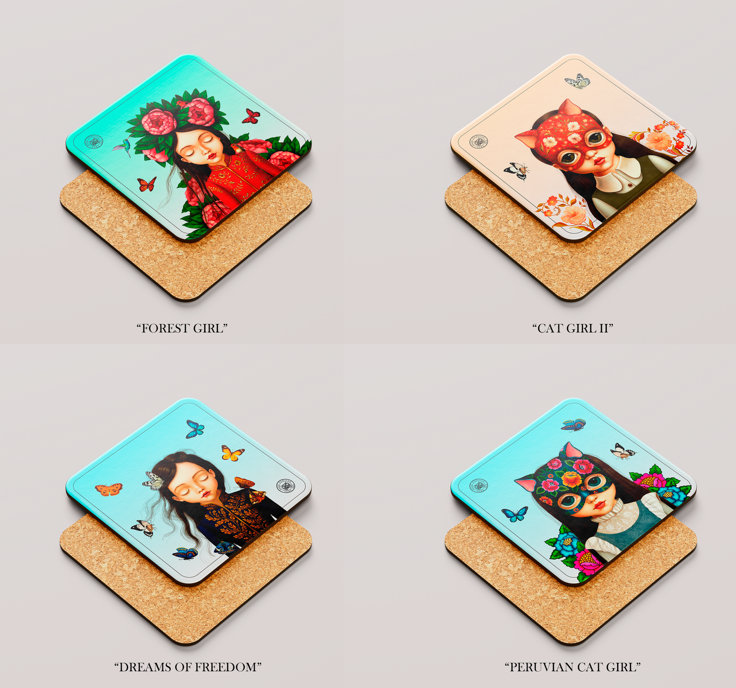 SET 4 POSAVASOS "DREAMY GIRLS"