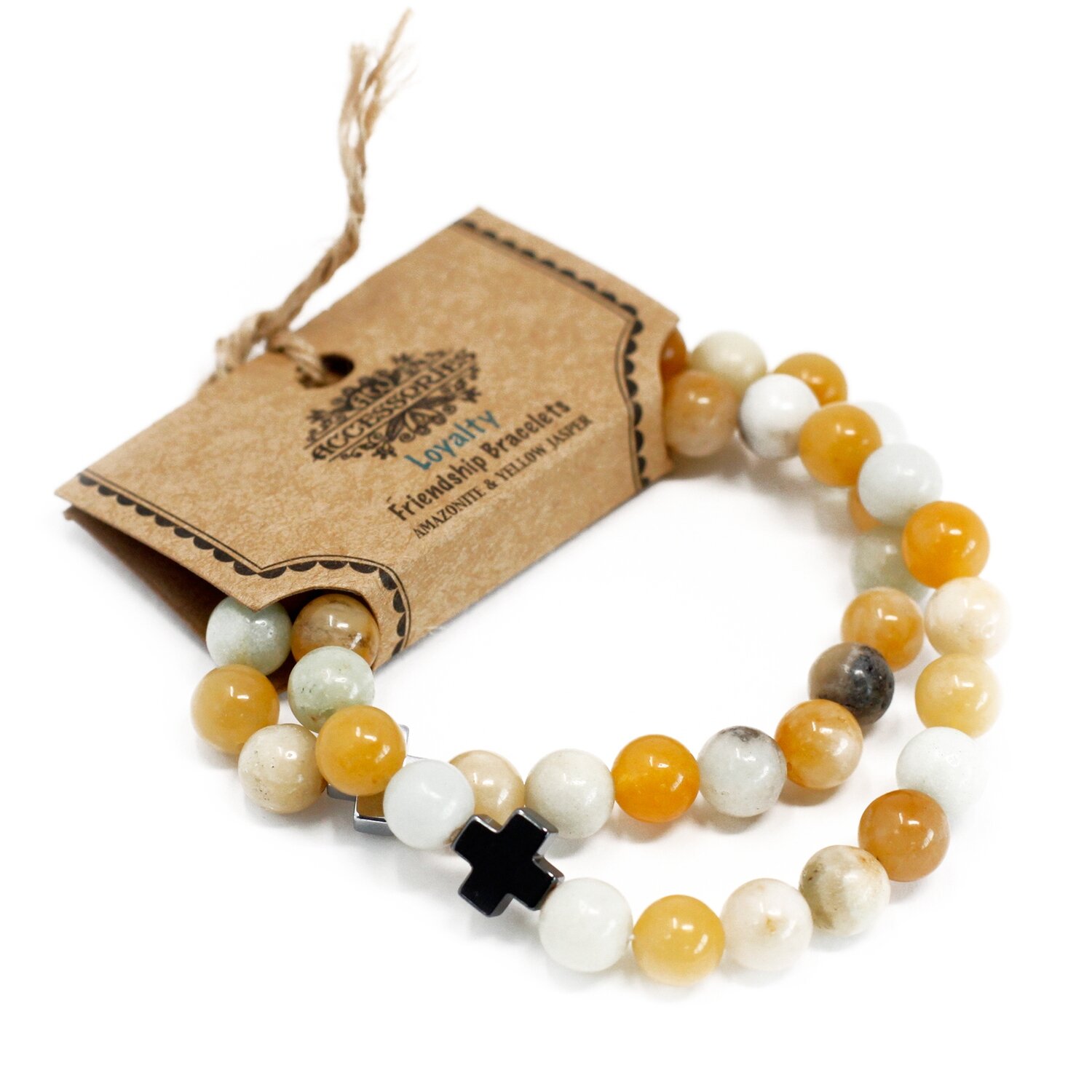 2 Pulseras con Piedras Preciosas-Lealtad-Amazonita y Jaspe Amarillo