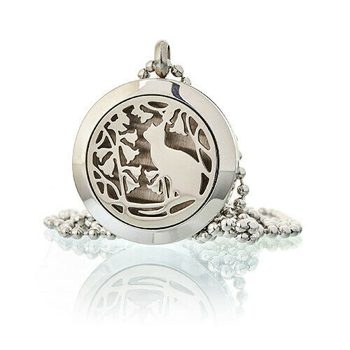 Collar difusor de aromaterapia 25mm - Gato y flores