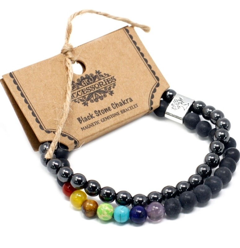 Pulsera de Piedras Preciosas Magnéticas - Chakra Piedra Negra