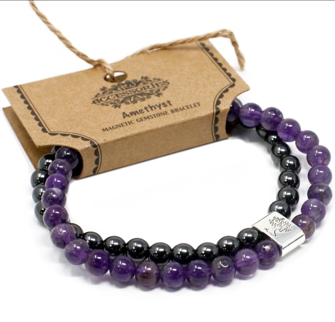 Pulsera de Piedras Preciosas Magnéticas - Amatista