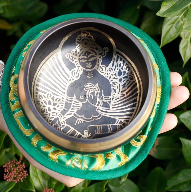 Cuenco tibetano set - Tara Verde 10cm (min 400gm)