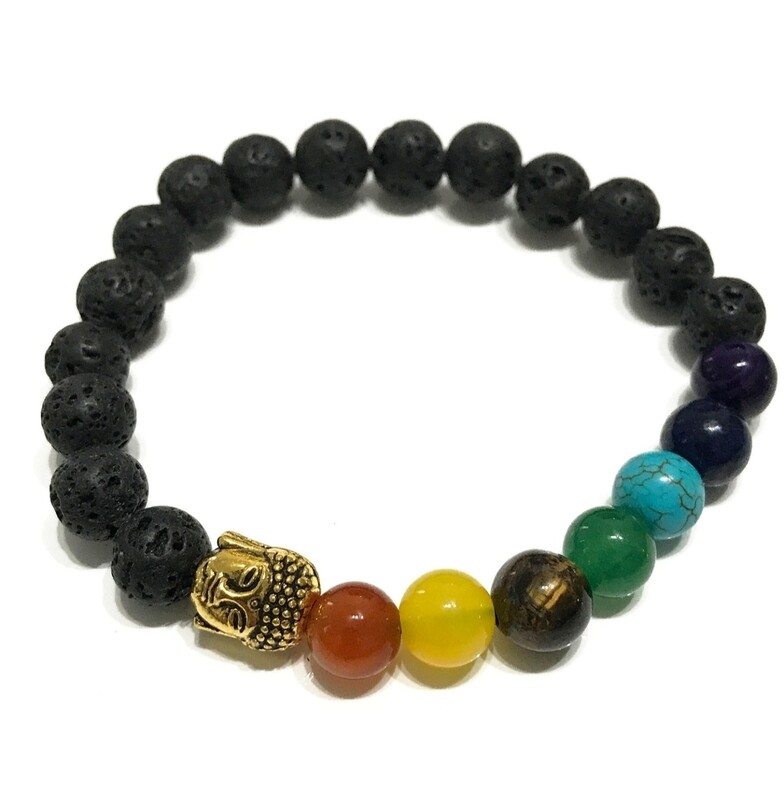 Pulsera de Piedra de Lava - Buda - Chakra