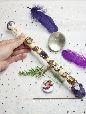 Varita Wicca (punta+tótem) Protección y Rituales