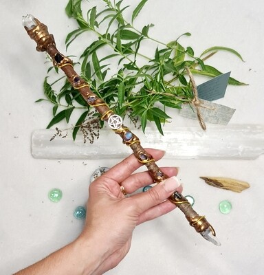 Varita Wicca (2 puntas) Potenciar y Protección 