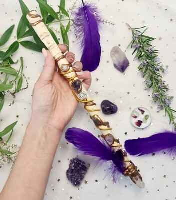 Varita Wicca (punta+totem) Protección