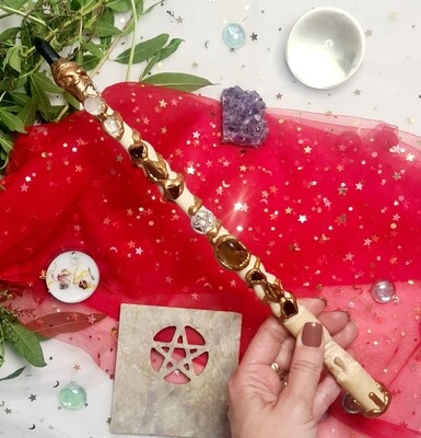 Varita Wicca (punta+tótem) Protección