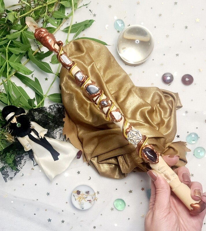 Varita Wicca (punta +tótem) Potenciar Rituales 