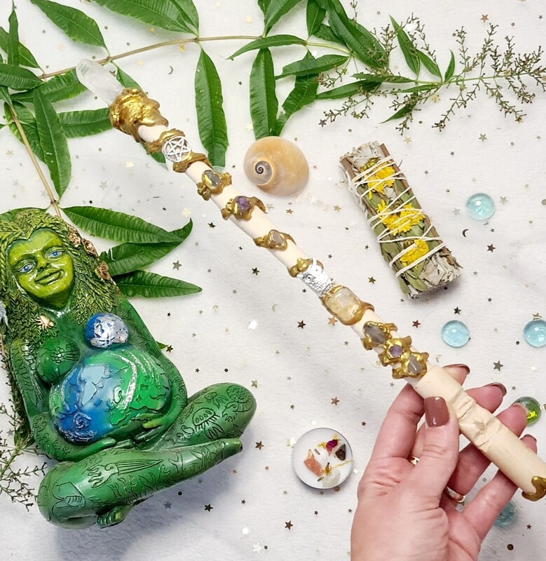 Varita Wicca (punta+ tótem) Rituales e Intuición