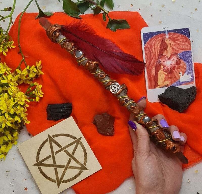 Varita Wicca (2 puntas) Sanación y protección