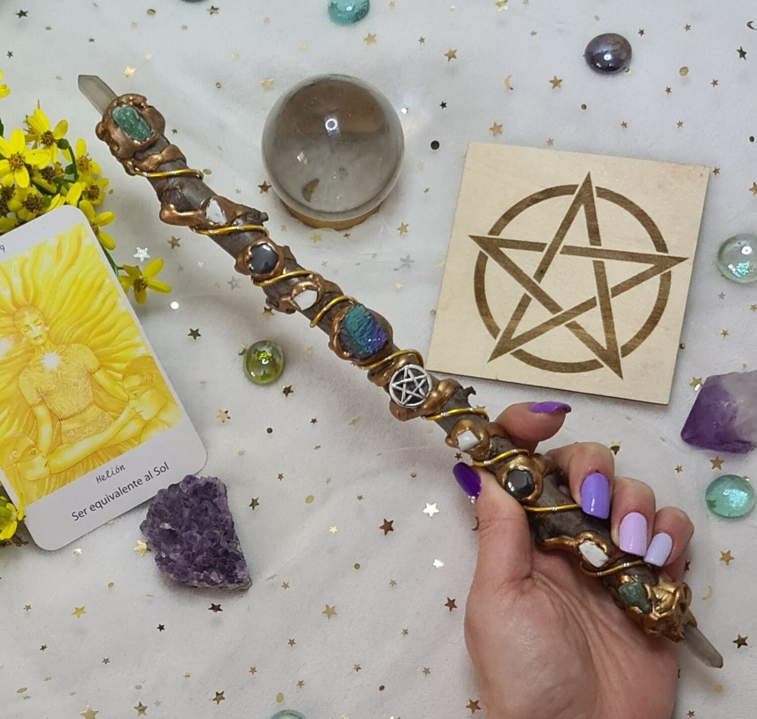 Varita Wicca (2 puntas) Potenciar Rituales