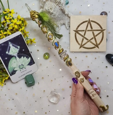 Varita Wicca (1 punta+tótem) Sanación y protección