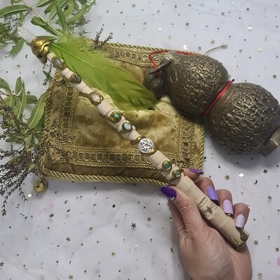 Varita Wicca (Punta +Totem) Abundancia y Sanación