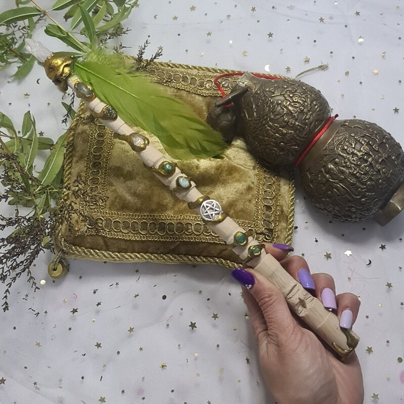 Varita Wicca (Punta +Totem) Abundancia y Sanación