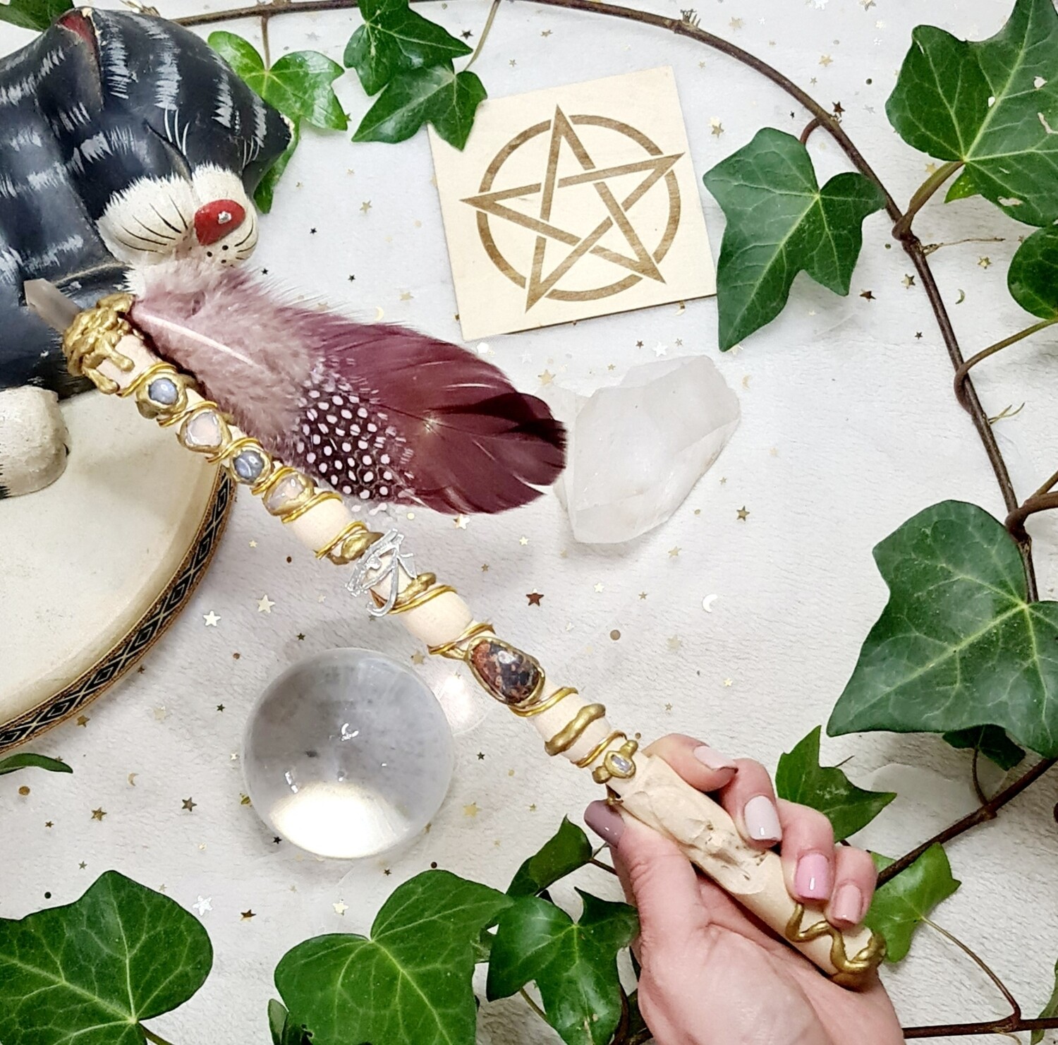 Varita Wicca (1 punta +totem) Canalizada 100%