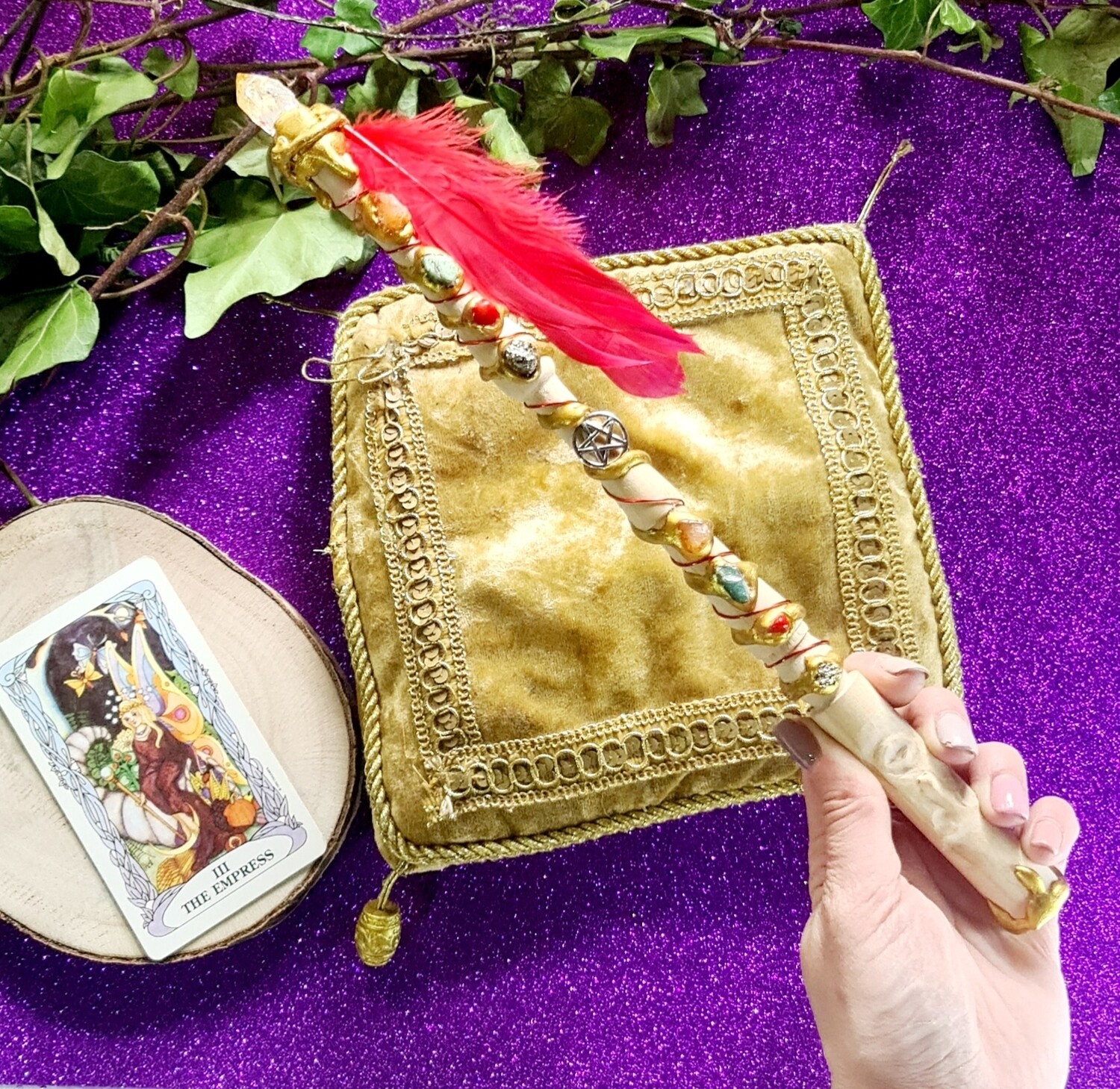 Varita Wicca (1punta + totem) Abundancia