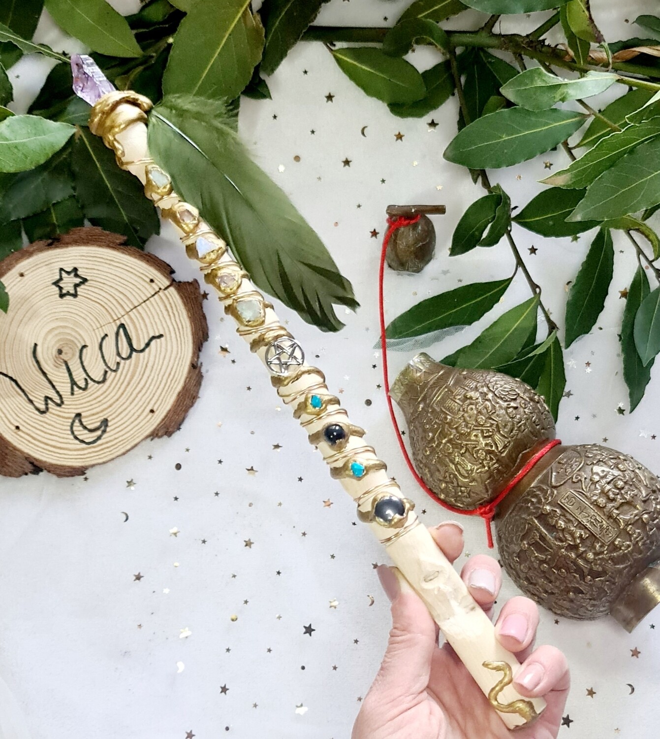 Varita Wicca (1 punta + Tótem) Abundancia