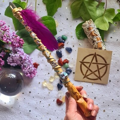 Varita wicca (1 punta + tótem) Sanacion + Elevar Frecuencia