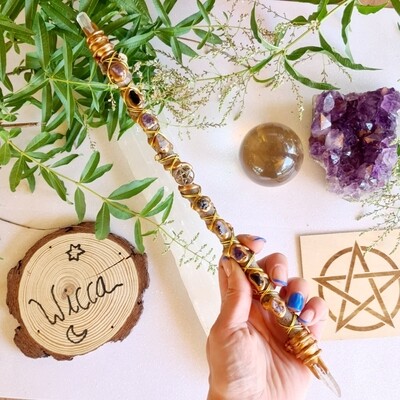 Varita Wicca (2 puntas) Protección + Potenciar rituales