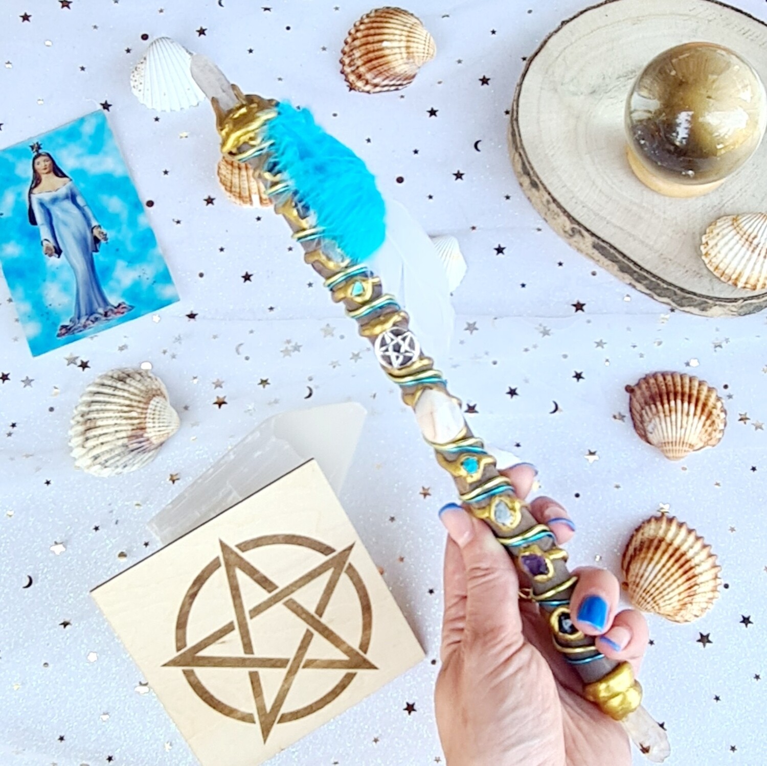 Varita Wicca (2 puntas) Yemanja