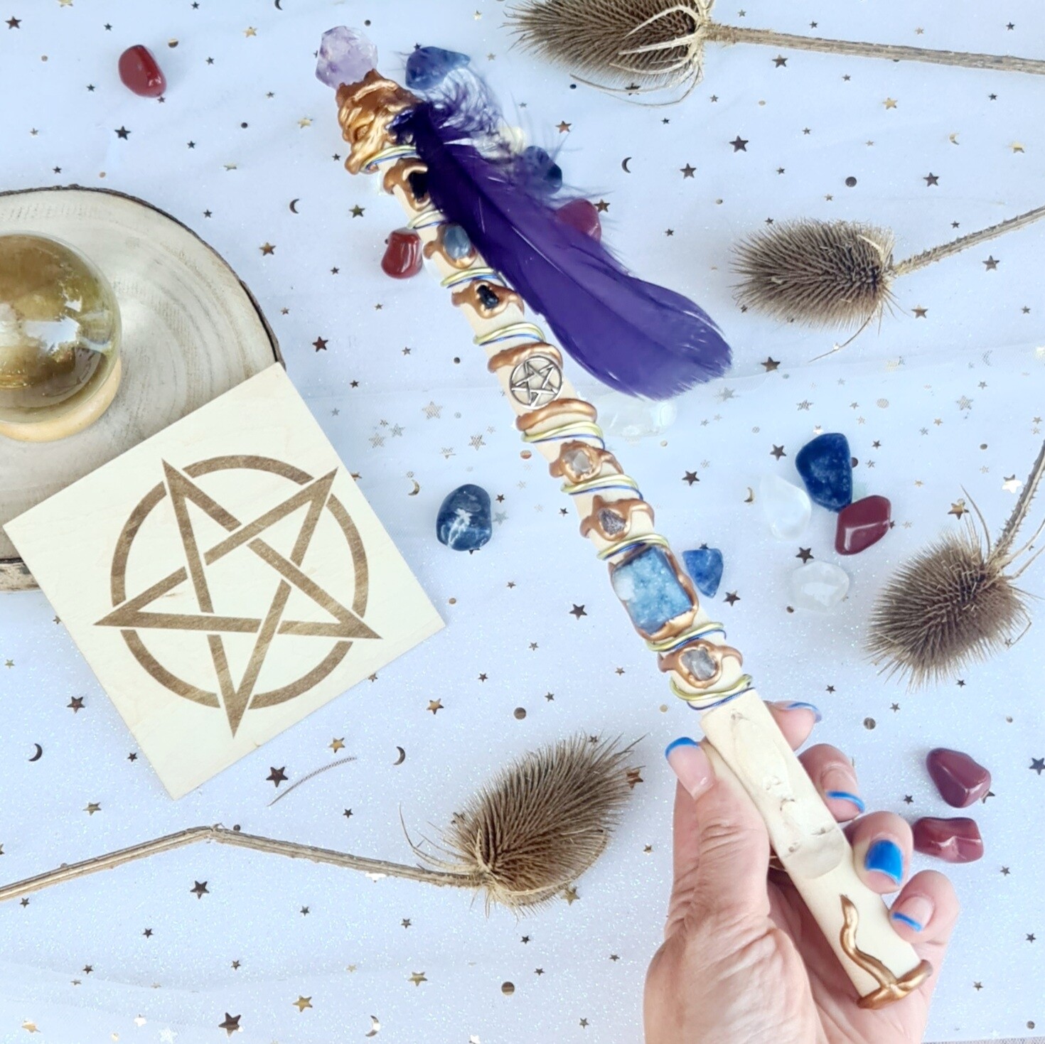 Varita Wicca (1 punta + Totem) Elevar Vibracion Espiritual
