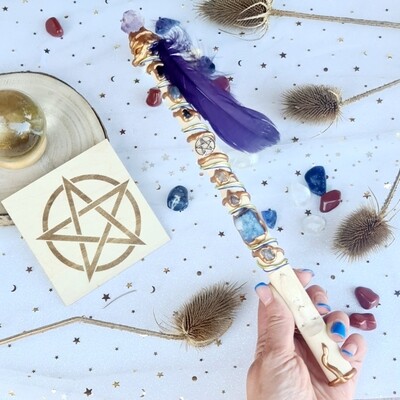 Varita Wicca (1 punta + Totem) Elevar Vibracion Espiritual