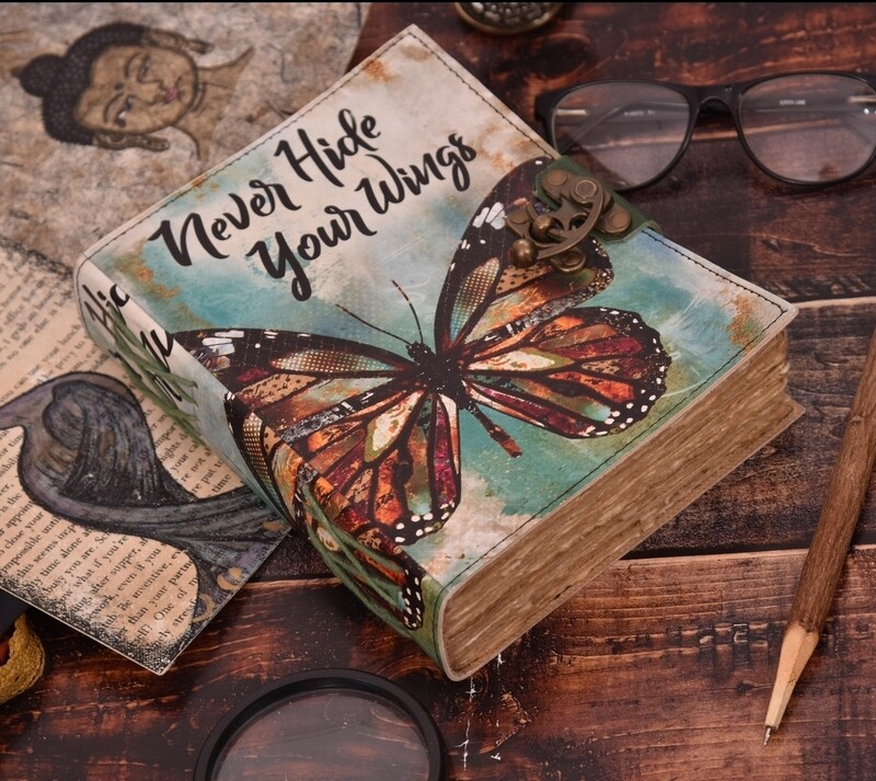 Cuaderno de cuero "Never Hide Your Wings" (7x5")