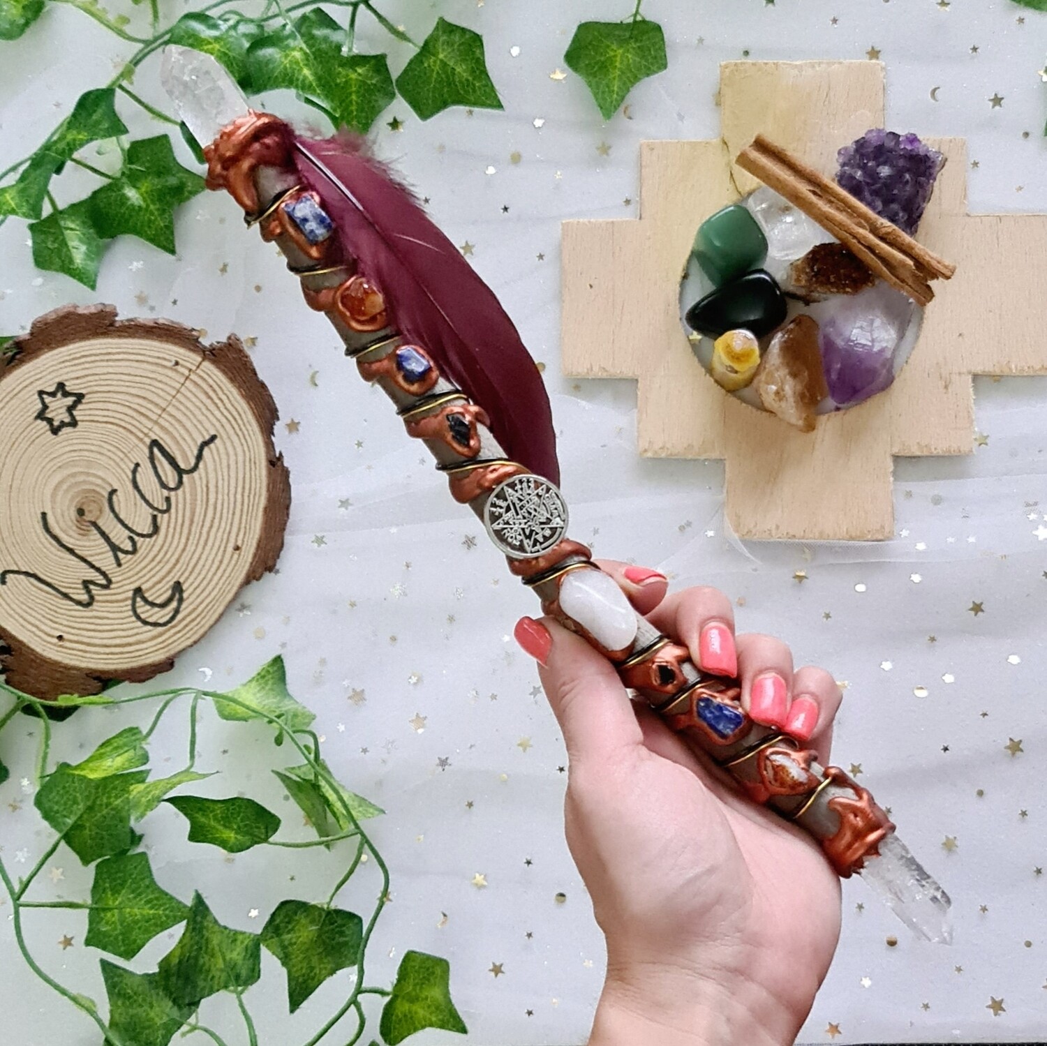Varita wicca (2 puntas) Protección + Limpieza
