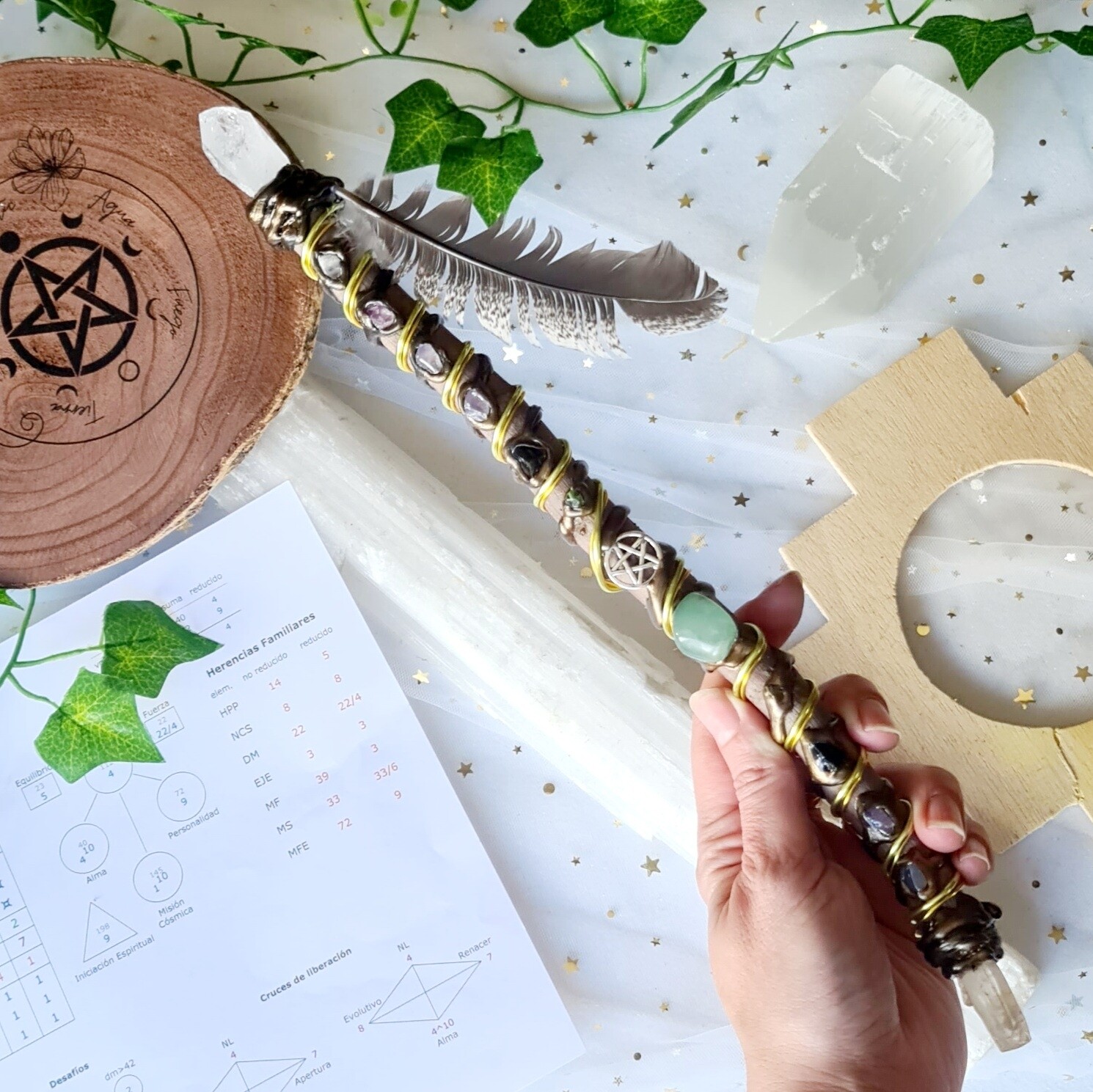 Varita Wicca (2 puntas) Sanación & Protección