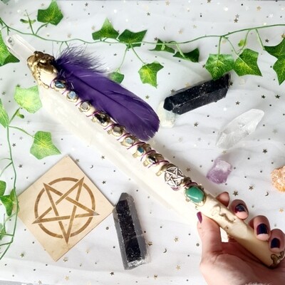 Varita Wicca ( 1punta + Totem) Protección &Limpieza