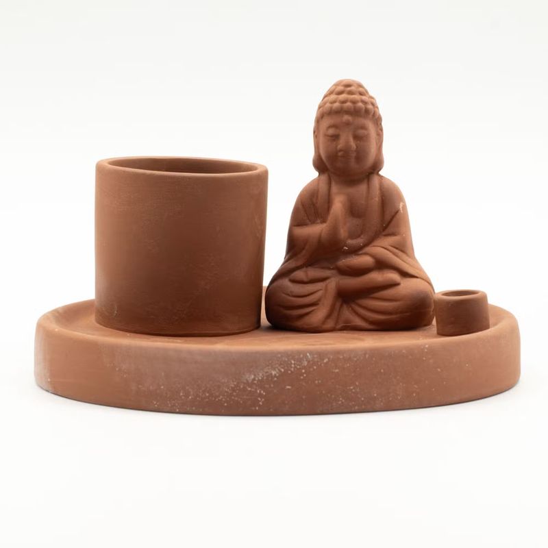 Plato de incienso de Buda multiuso - Estilo terracota natural