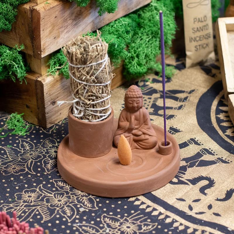 Plato de incienso de Buda multiuso - Estilo terracota natural