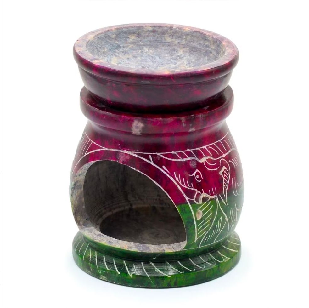 Piedra de esteatita elefante & om pequeño