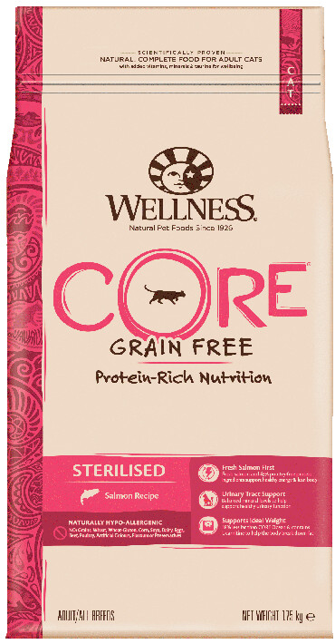 Сухой корм Wellness Core для стерилизованных кошек и кастрированных котов, Лосось