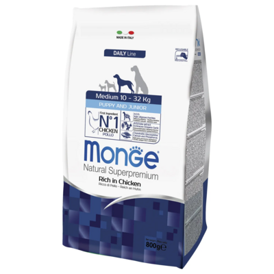 ​Monge (Монж/Монже) Dog Medium корм для щенков средних пород. Фасовки по 800г, 3кг и 12кг.