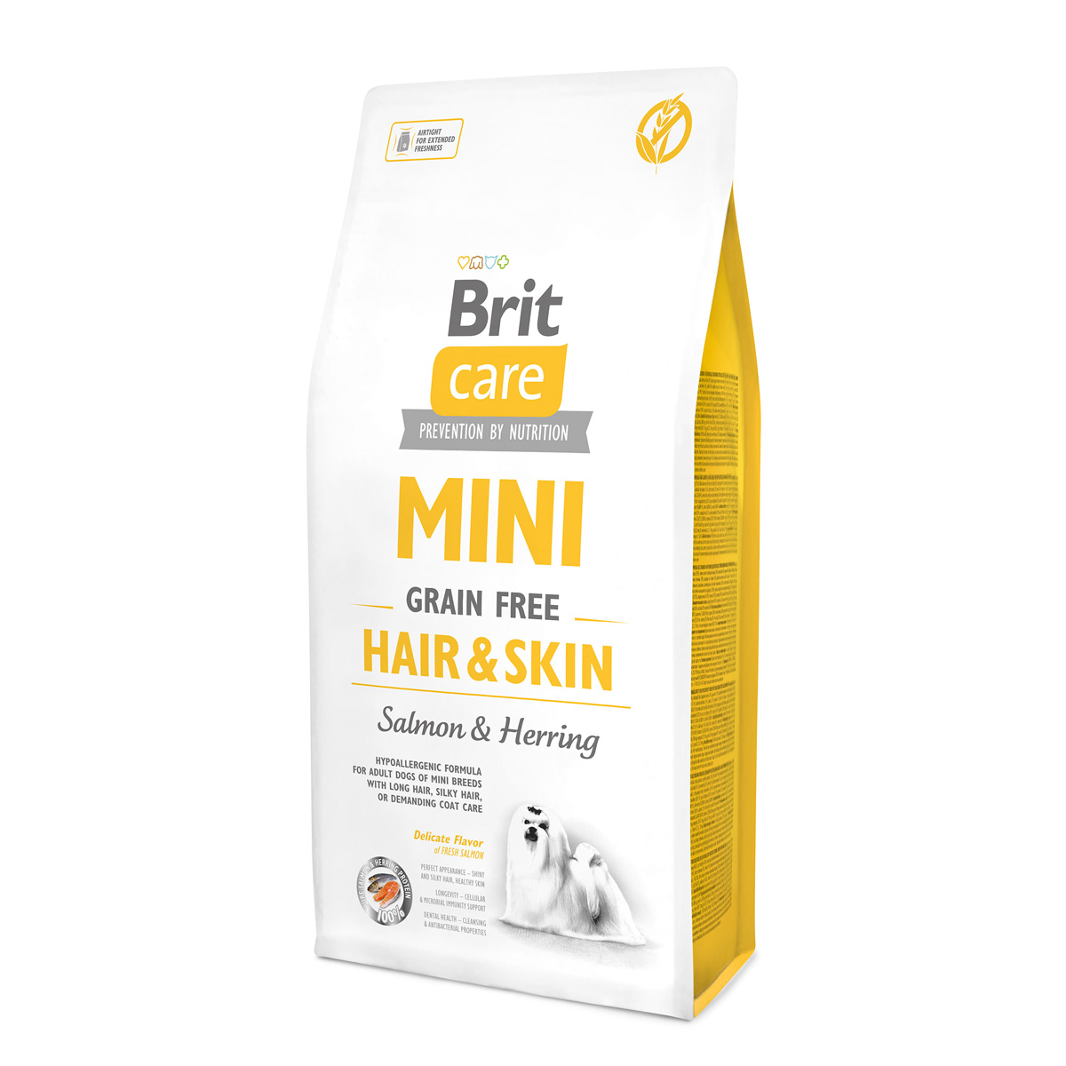 Brit Care MINI Hair&Skin c лососем и селедкой для шерсти собак миниатюрных пород