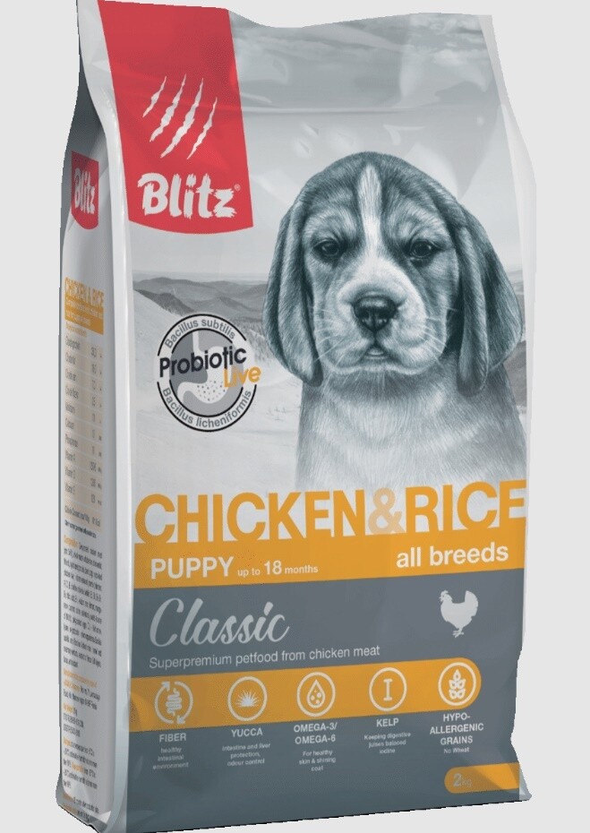Blitz Classic с курицей и рисом сухой корм для щенков всех пород