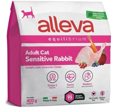 Корм для взрослых кошек Alleva Эквилибриум Сенситив с кроликом, 0,4 кг/1.5 кг